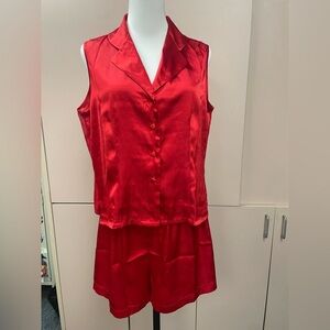 Delicate Treasures Intimates 2 Piece Sleep Set VTG Size Large Red